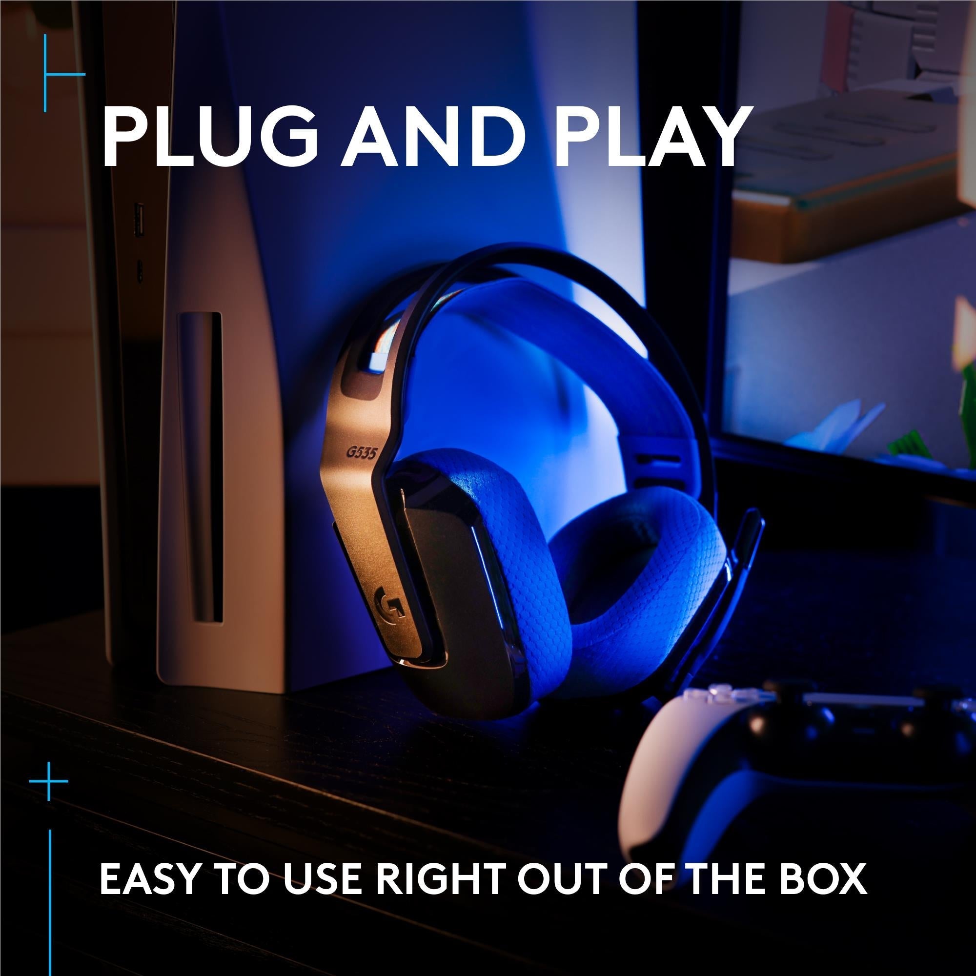 Logitech G G535 LIGHTSPEED Wireless Gaming Headset for PlayStation 5 (Black/Blue)