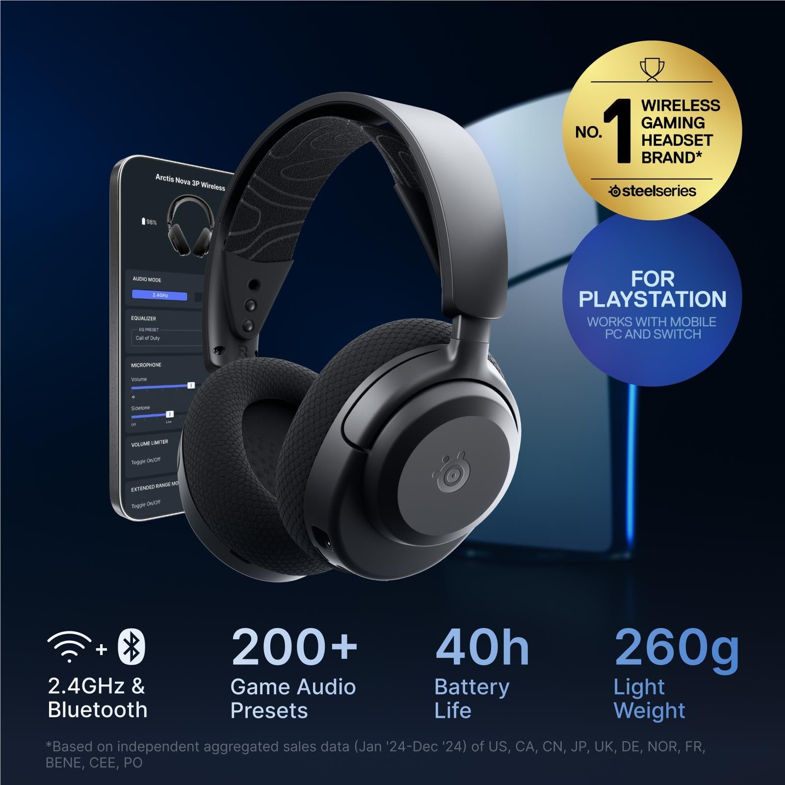 SteelSeries Arctis Nova 3P Wireless Multi-Platform Gaming Headset (Black)