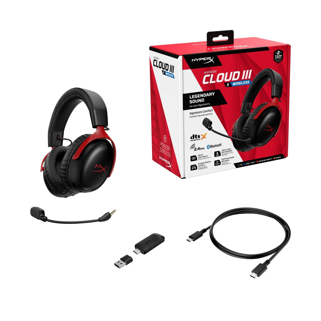 HyperX Cloud III S Wireless Gaming Headset (Black/Red)