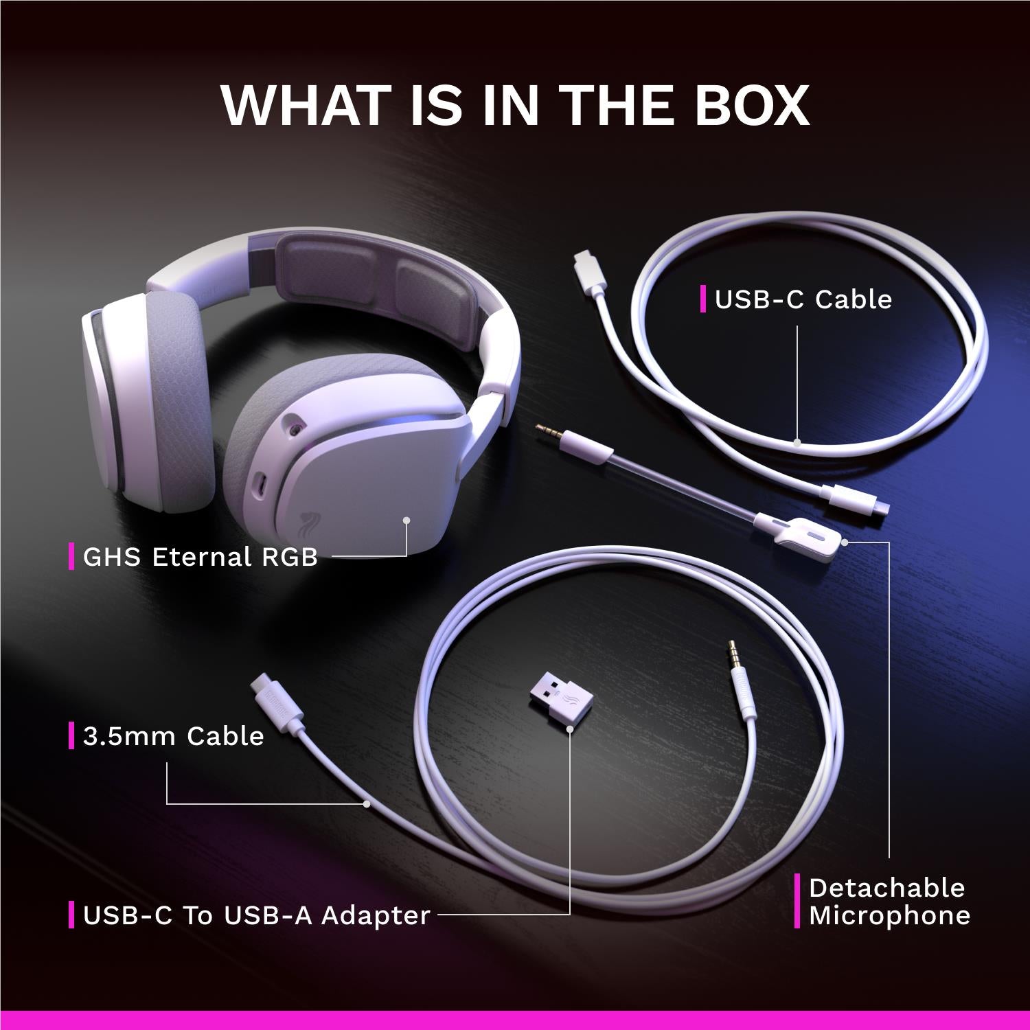 Glorious GHS Eternal RGB Stereo RGB Gaming Headset for PS5, PS4, Switch and PC (White)