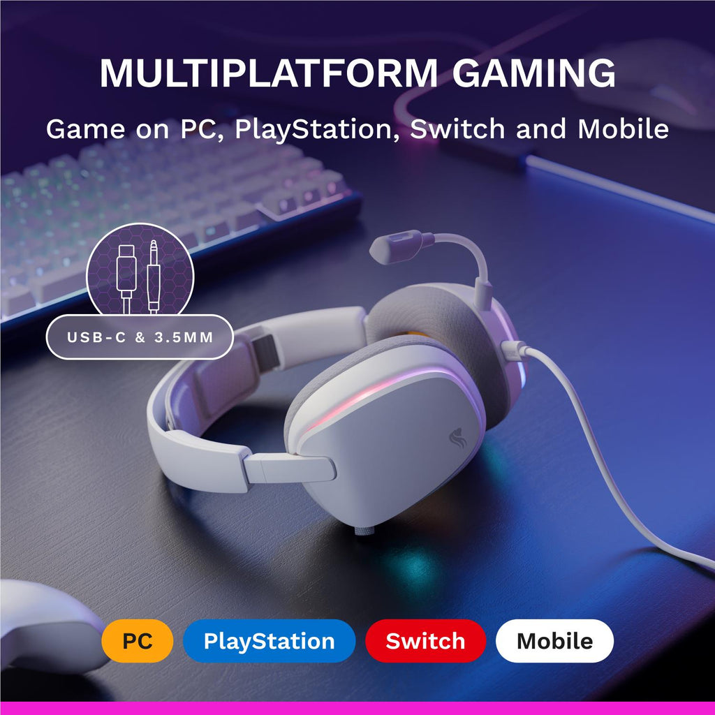 Glorious GHS Eternal RGB Stereo RGB Gaming Headset for PS5, PS4, Switch and PC (White)